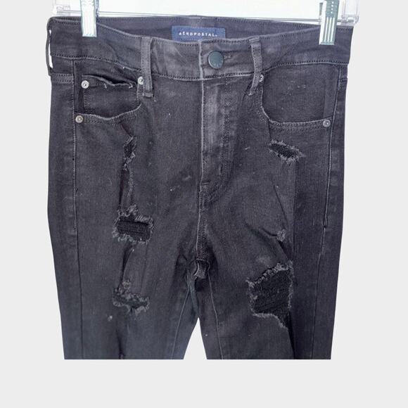 Aeropostale High Rise Skinny Jeggings Size 8 Distressed Grunge Punk Streetwear - Picture 2 of 10